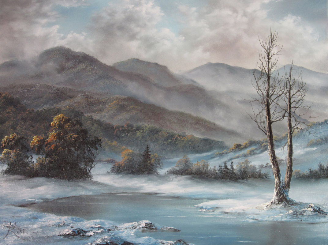 Landscape winter scene painting oil