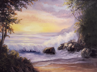 colorful seascape oil painting