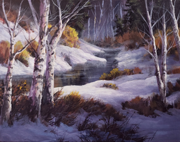 birch tree acrylic Painting