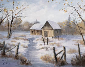 Winter Barn landscape