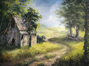 Country Barn Landscape Painting