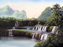 Waterfall oil painting