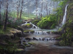 Forest Landscape painting in oils