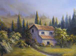 Italian landscape oil painting