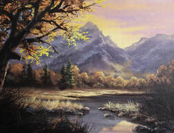Acrylic Vast Mountain Sunset Painting