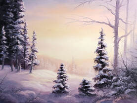 Winter Forest Landscape Painting