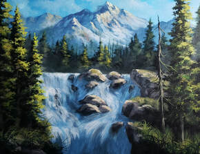 Big Mountain Waterfall Painting