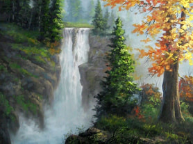 Waterfall landscape Painting in oil