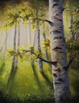 birch tree oil painting