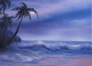 palm tree oil painting