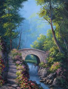 Garden Bridge Painting