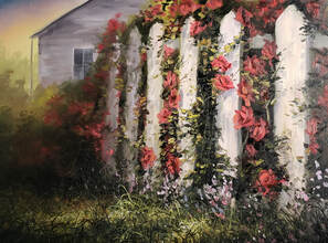 Roses at Sunset Painting