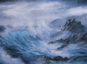 Large wave oil painting