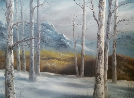 Birch tree painting lesson