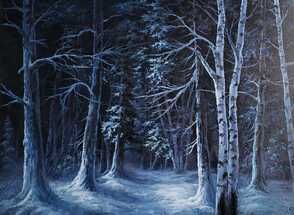 Winter Forest Night painting