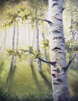 close birch tree painting