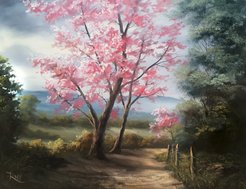 Scenic Tree Road Oil Painting