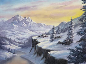 Snowy winter painting