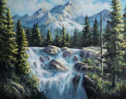 Big Mountain Waterfall painting