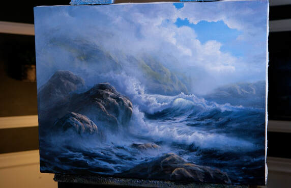 Seascape wave painting acrylic