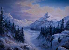 Winter Mountain Pass painting