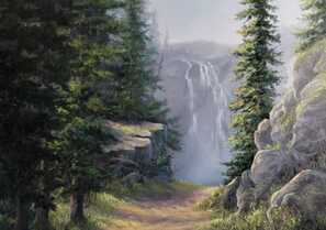 how to paint a waterfall landscape