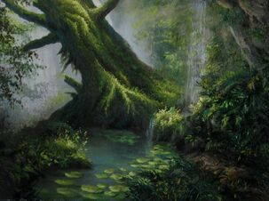 mossy tree oil painting landscape