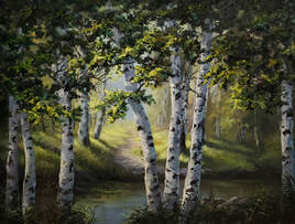Birch Tree Landscape Painting