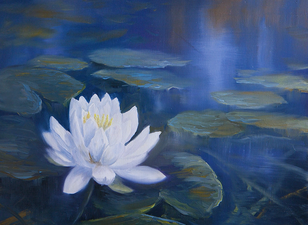 pond lily oil painting