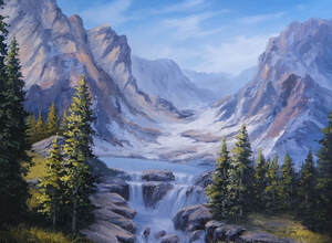 Glacier mountain oil painting